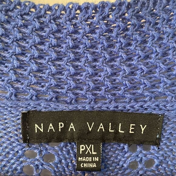 Napa Valley periwinkle blue open stitch open front cardigan PXL - Picture 6 of 8